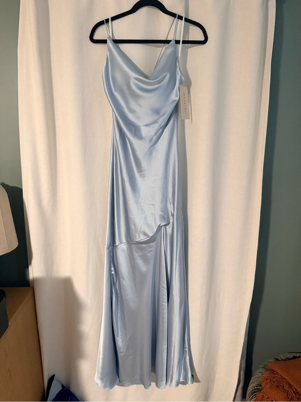 Revelry Kimora Satin Slip Maxi Dress - Sky Blue